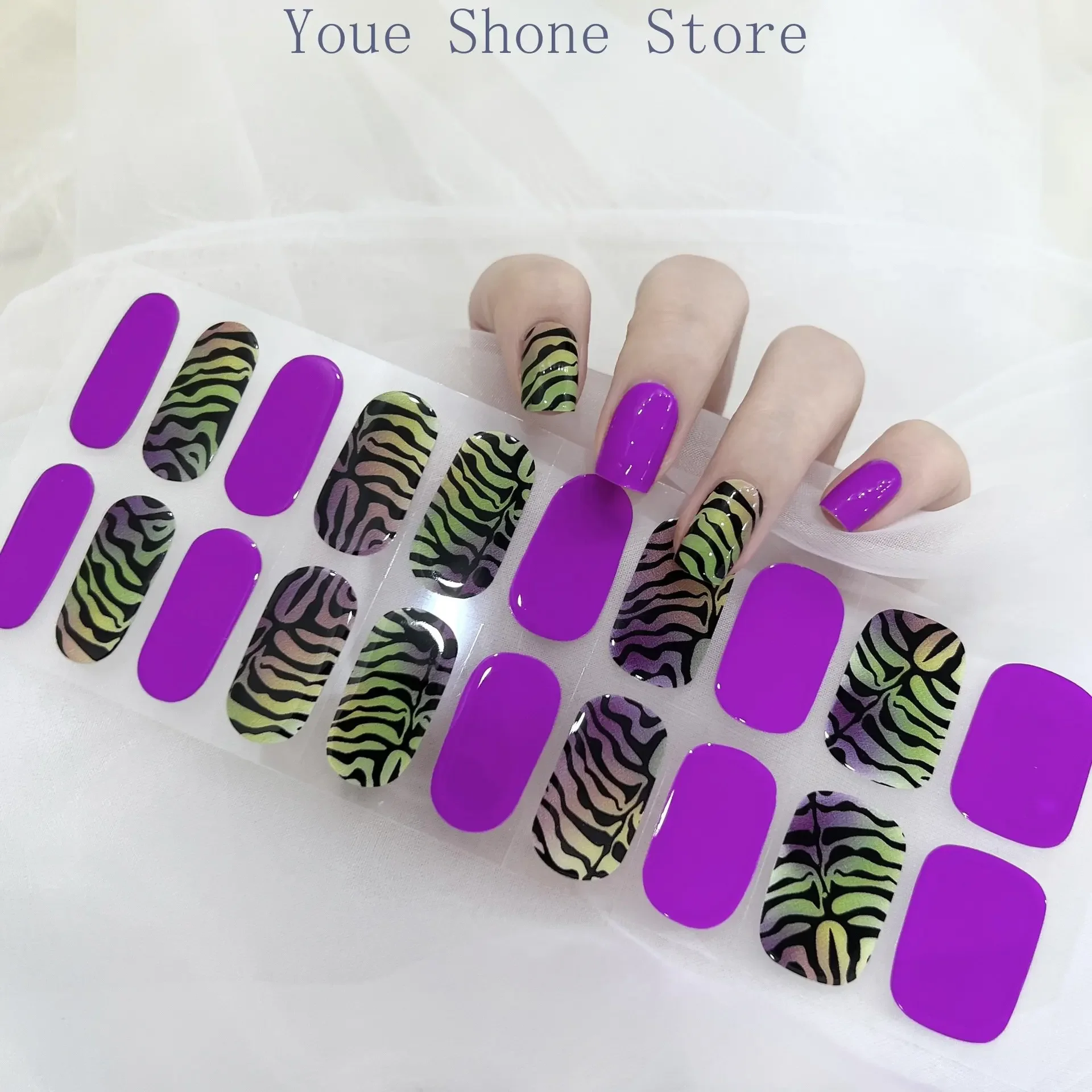 20 Strips 3D Gel Nail Sticker Decoration DIY Waterproof Wrap Self-adhesive Full Curing Nail Wrap Non Baked Art Decorations
