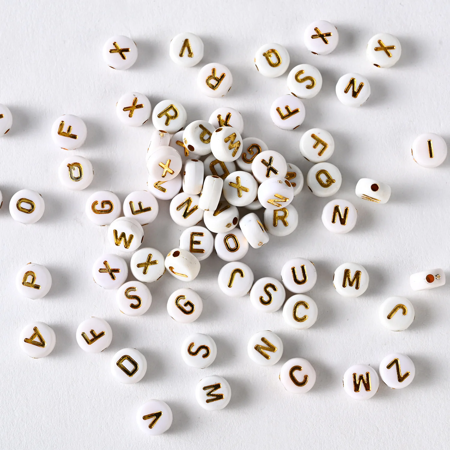 Gold Printed Letters Bead 4x7mm Acrylic Loose Alphabet Spacer Beads for Handmade DIY Necklace Bracelet Jewelry Making Wholesale