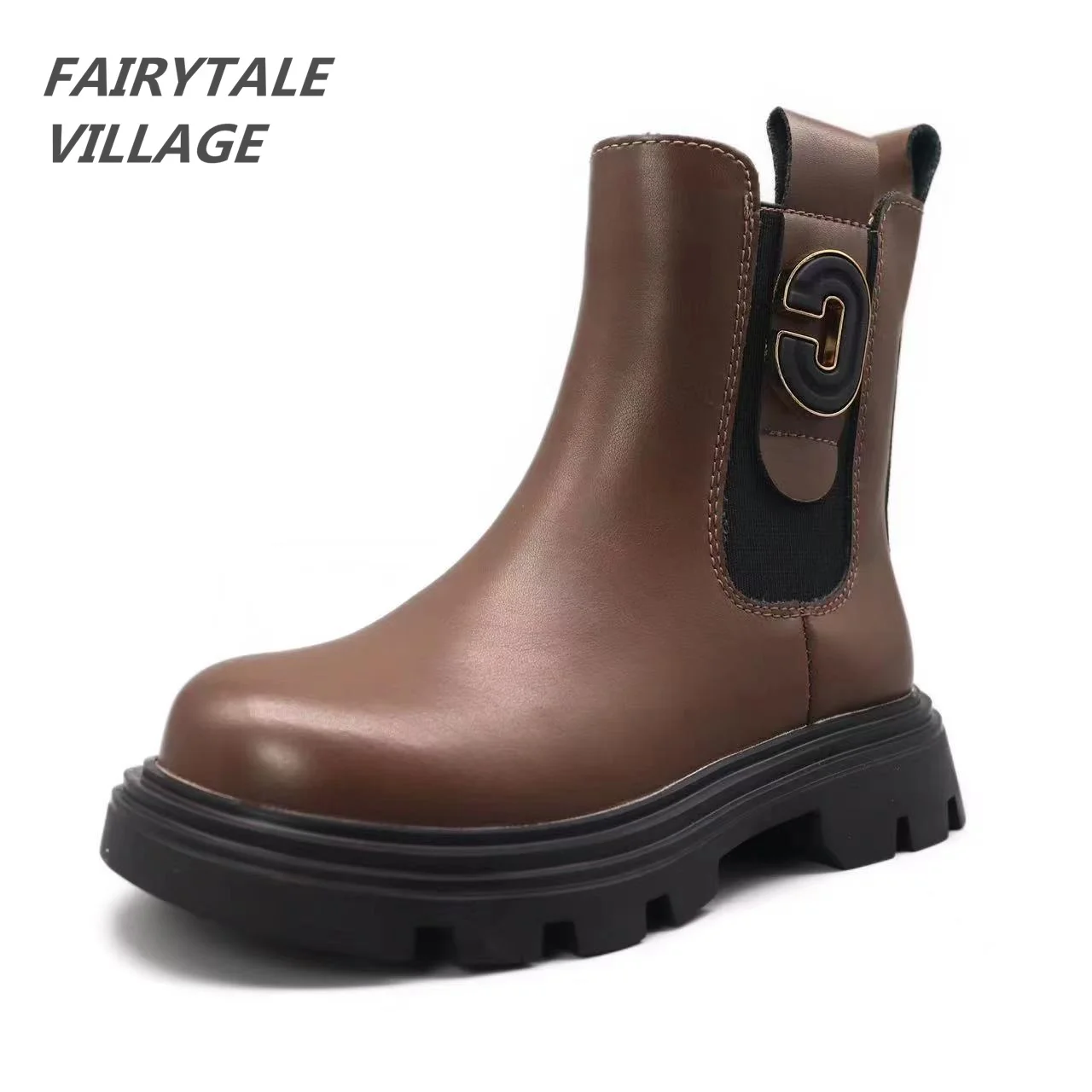 

Fairytale Village 3-12 Years Old children anti-slip warm boots Kids' leather ankle boots Alphabet all-match Chelsea boots