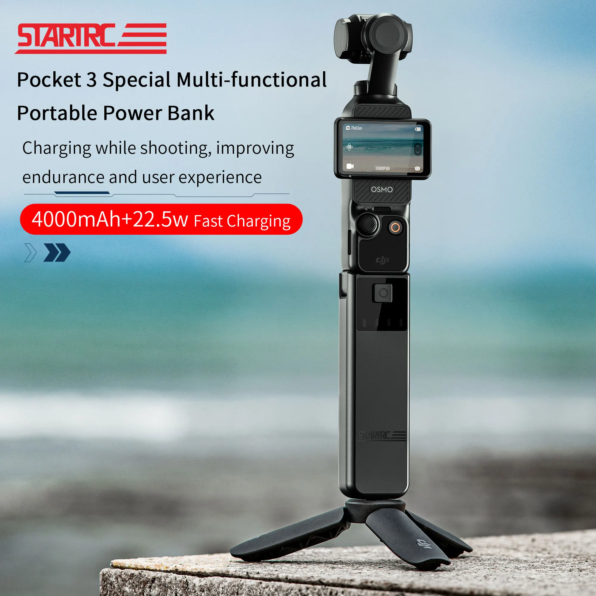 

STARTRC DJI Pocket 3 Power Bank 4000mAh Mobile Portable Fast Charging Charger Handheld Camera Extension Rod for OSMO Pocket 3