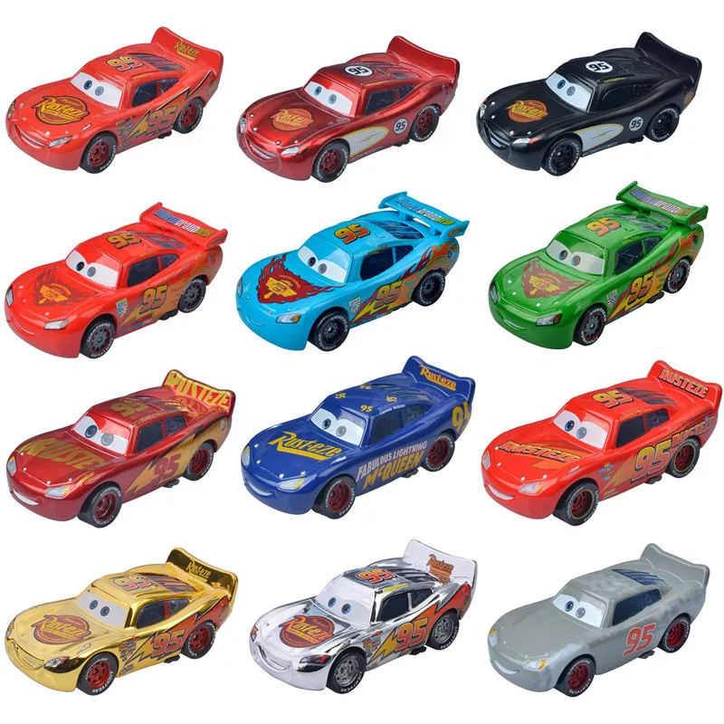 Disney Pixar Cars 3 95 Full Range Lightning McQueen 1:55 Diecast Metal Alloy Model Car Toy For Boy Birthday Gift cars disney pixar cars 3 role sheriff lightning mcqueen cruz jackson storm mater diecast metal alloy model car toy kids gift