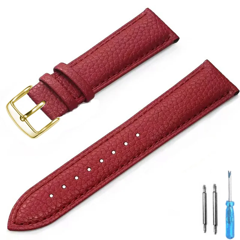 Premium Genuine Leather Watch Band with Tool – High-Quality, Unisex Watch Strap
