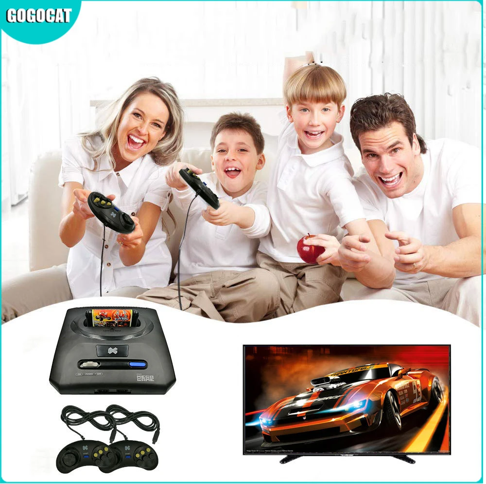 Retro 16Bit TV Video Arcade Game Console Joystick For SEGA Compatible Machine 246 In 1 Game Cassette Card Dual Wired Gamepads