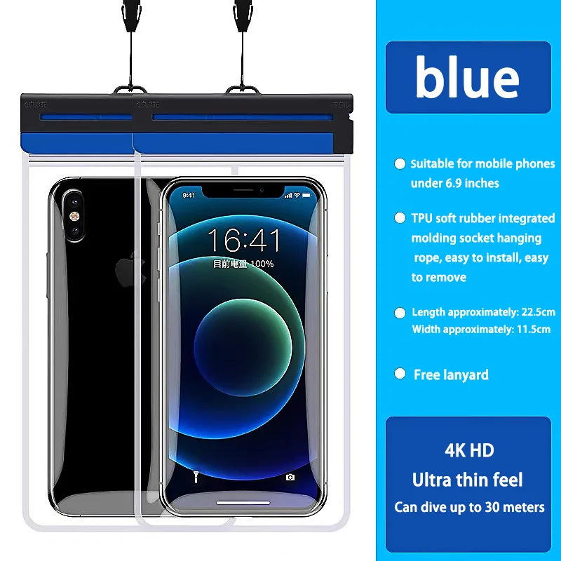 Universal IPX8 Waterproof Phone Pouch - TPU Touch Screen Case for Diving, Swimming, and Beach Use