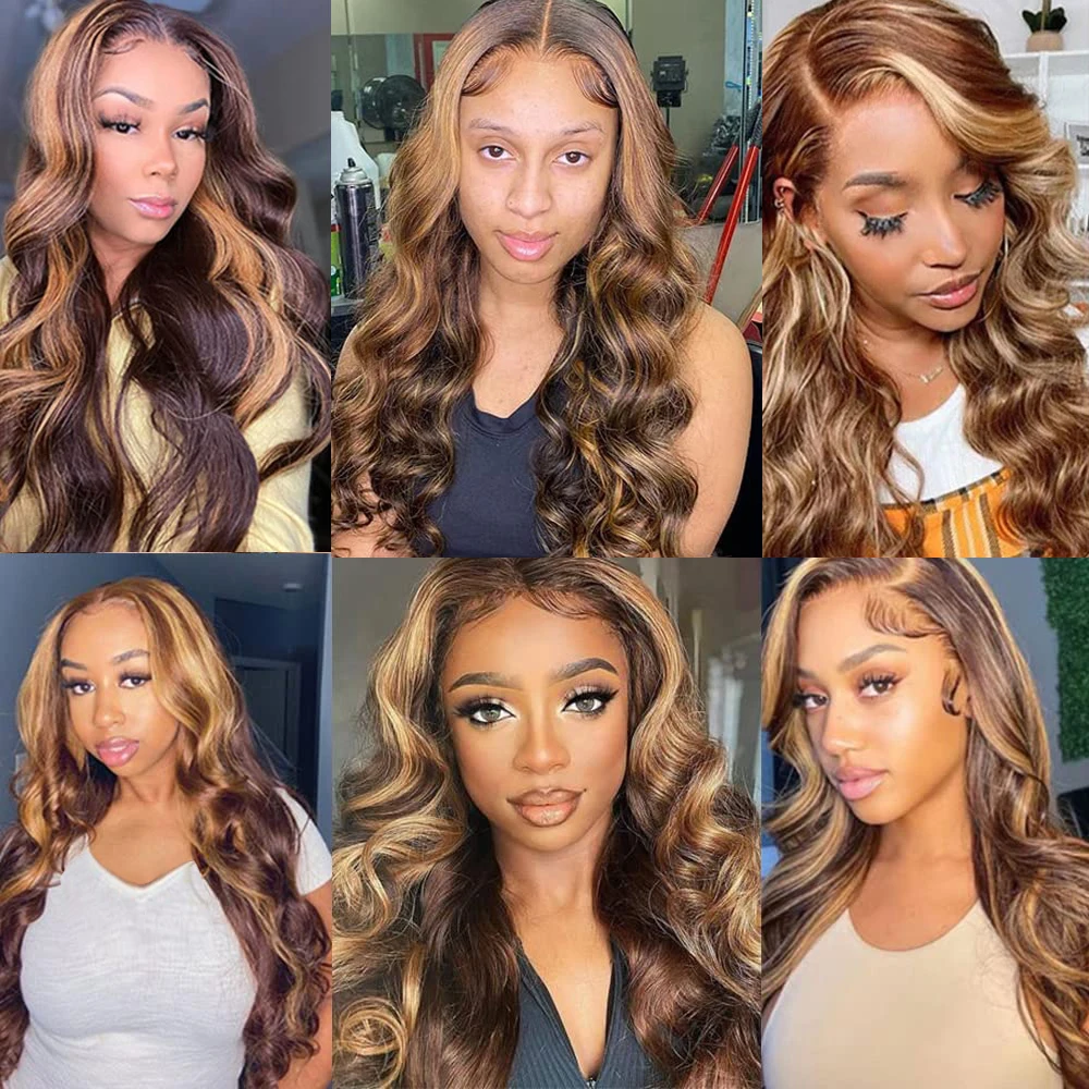 Body Wave Bundles P4-27 Highlight Human Hair Bundles 100% Human Hair Brown Remy Weave Extensions for Women human hair bundles