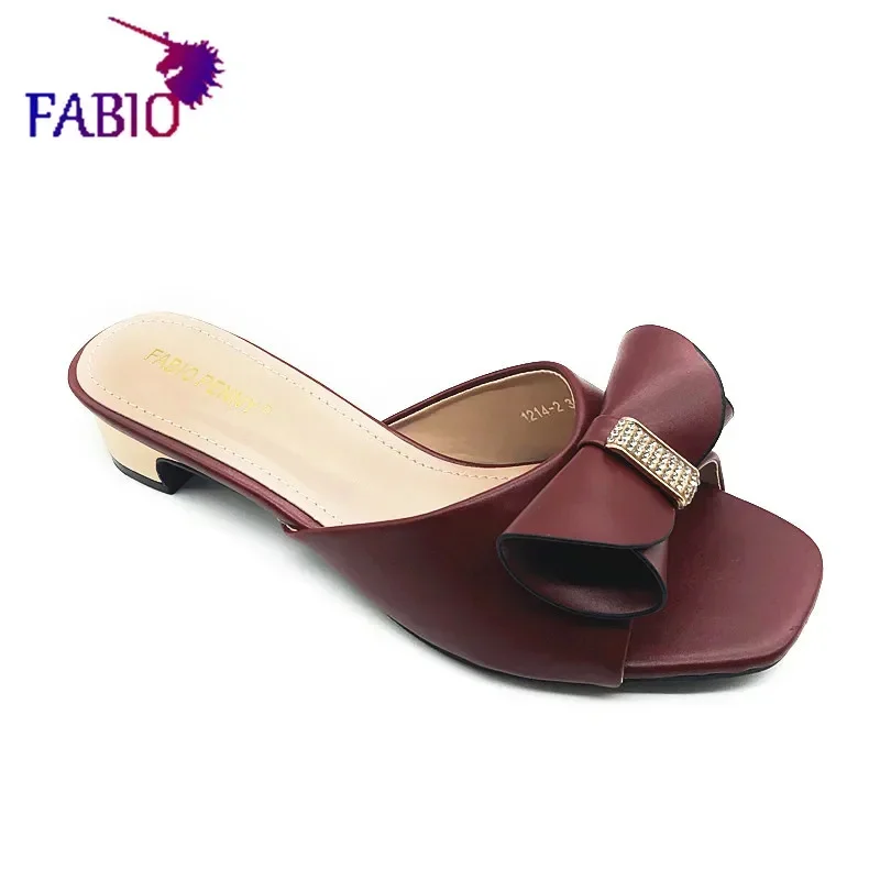 FABIO PENNY 2026 Solid Color Bow Low Heel Slippers Comfortable Leisure Design for Women Fashionable Dinner Party Elegance — view 4