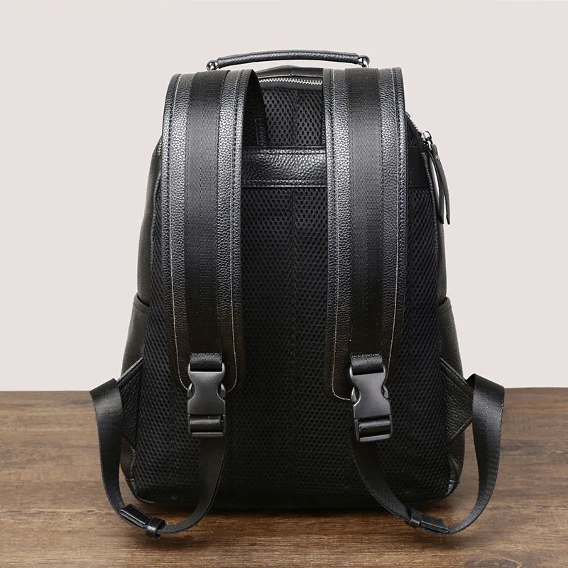2024 New Design Fashion Men Backpack Brown Genuine Leather Laptop Backpack Schoolbag Boys Day Bag Pack Male Travel Bags Large 3