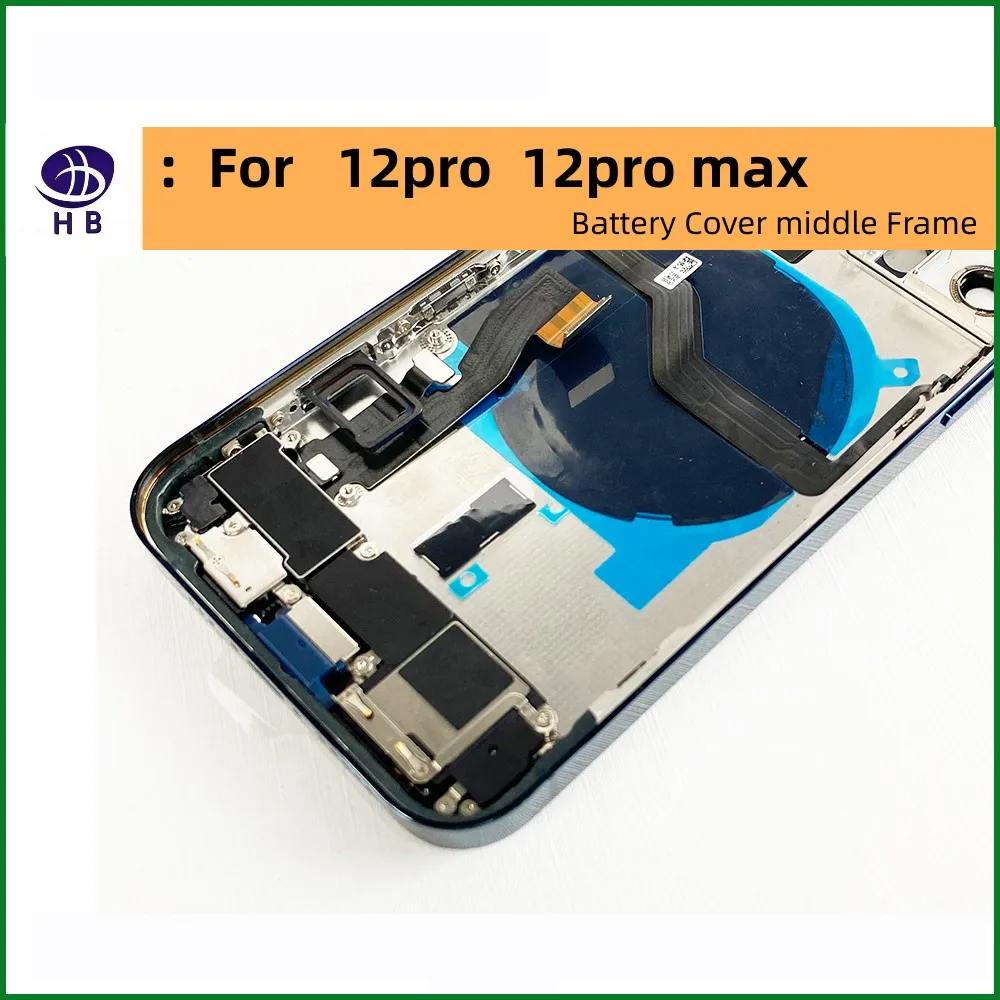 For iPhone 12Pro/12PROMax Battery Back Cover, Middle Case SIM Card Tray, Side Key Assembly, Soft Case Cable Installation Housing