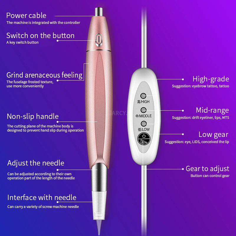 Tattoo Pen Dermografo Charme Princess Tattoo Pen Machine Dermografo Universa Semi Permanent Makeup Pen For Eyebrow Lip Eyeliner With Needle