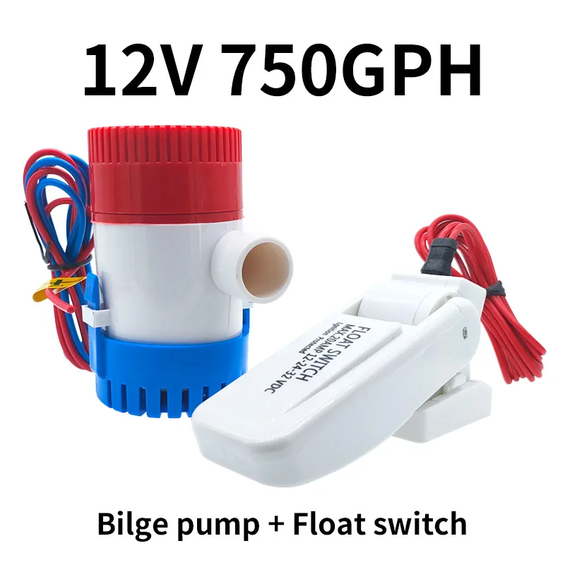 ตัวเลือกสินค้า ปั๊มน้ำท้องเรือ 1 ชิ้น 12V 24V 1100gph 750gph พร้อมสวิตช์ลูกลอย ใช้สำหรับเรือ เครื่องบินน้ำ บ้านเคลื่อนที่ เรือบ้าน