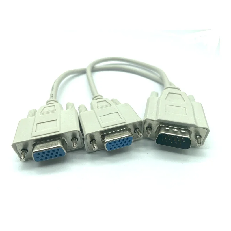 RGB VGA SVGA Male to 2 VGA two HDB15 Female Splitter Adapter extension Cable with core splitter adaptor connector converter