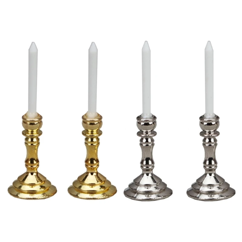 

2Pcs Dollhouse Candles Holders for Candlesticks Furniture Ornaments