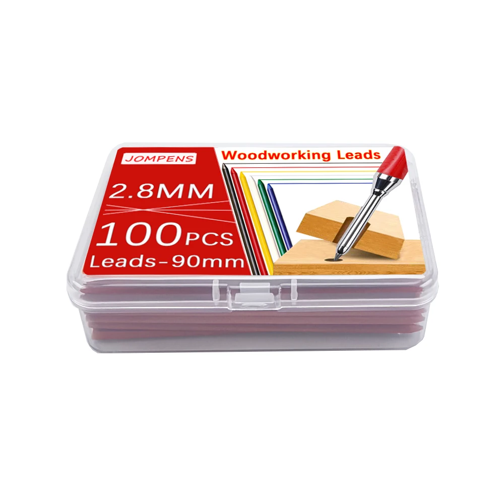 100 Tricolor 2.8mm Woodworking Pencil Leads for Marking and Drawing, Not Easy To Break, with A Small Box Pencil Sharpener 5