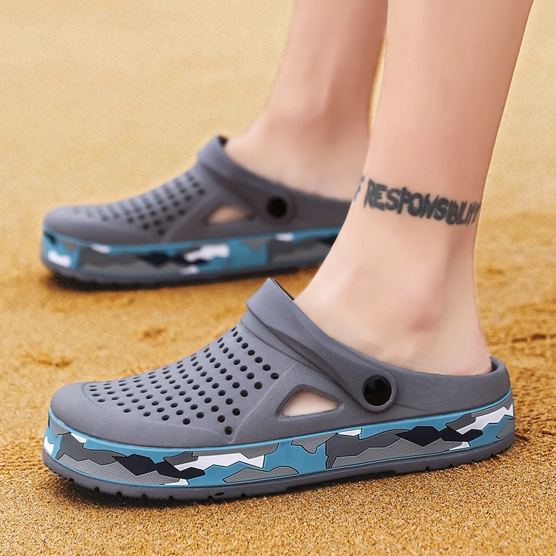 YISHEN Men Sandals Casual Clogs Shoes Zapatos Hombre Arch Support Thick Sole Garden Shoes Outdoor Beach Slippers Sapato Feminino leather sandals mens shoes