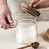 Clear Glass Candy Snack Jar with Spoon Kitchen Sealed Moisture Proof Condiment Bottle Salt Sugar Chili Box Herb Storage Bottle 4