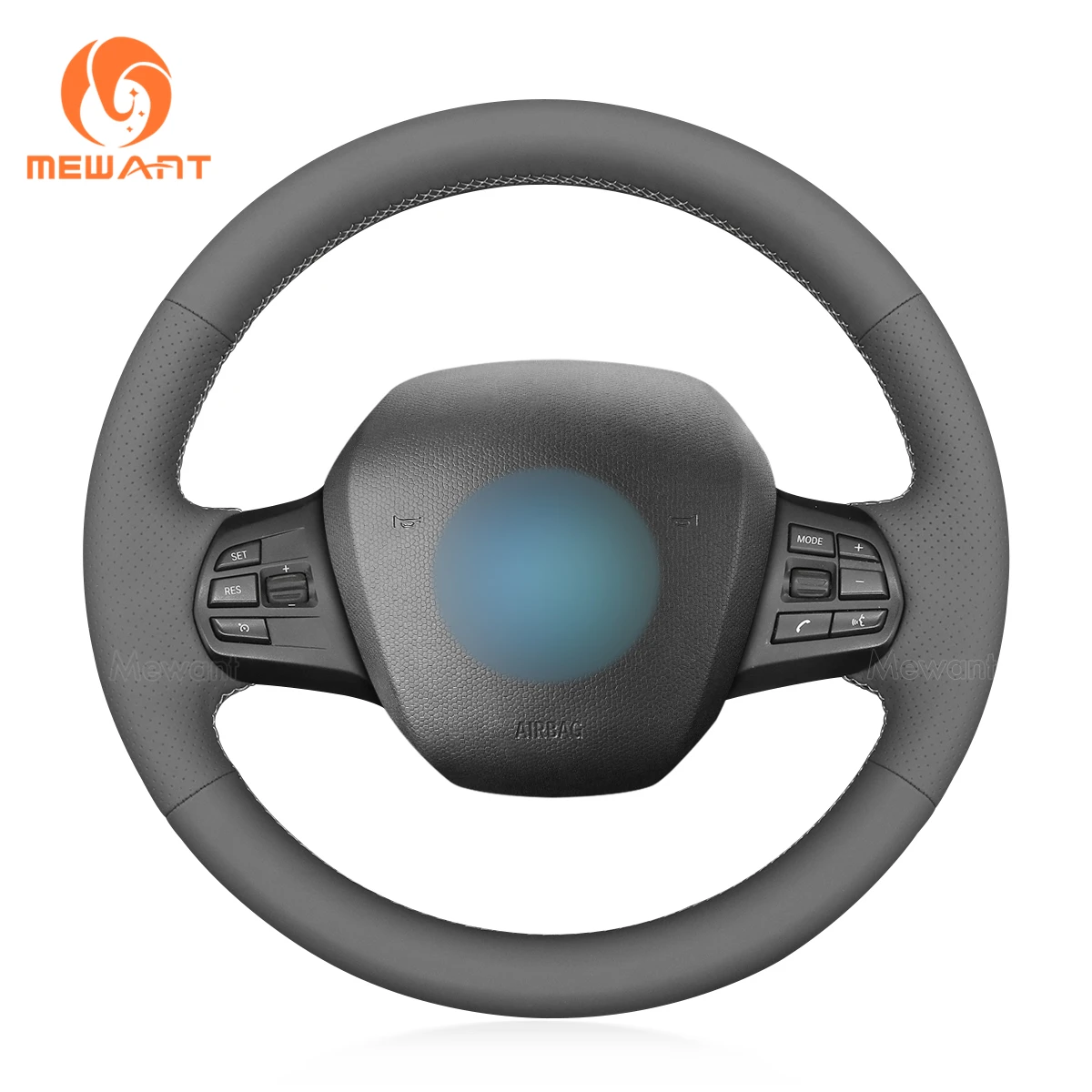 MEWANT Gray PU Leather Car Steering Wheel Cover for BMW i3 2013-2022