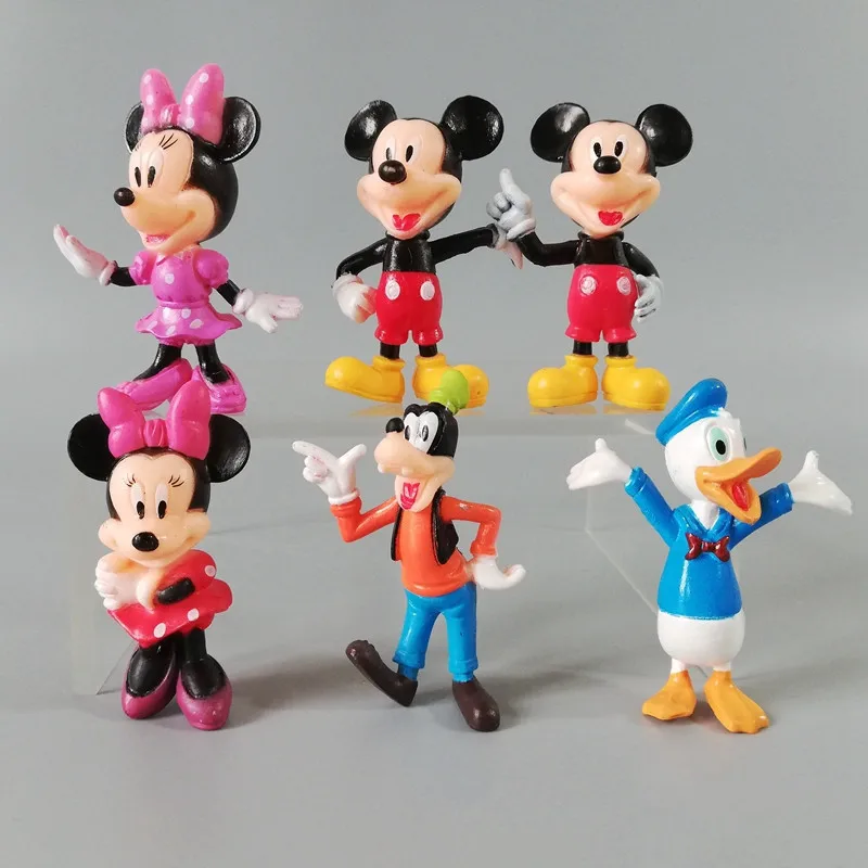 Nuovo 6 Pz/Set Anime Disney Minnie Mouse Figure Pvc Mickey Donald Duck Goofy Model Toy Cake Decorating Regali Di Festa Per Bambini