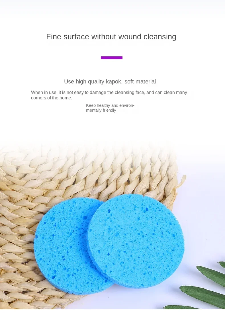 Description Picture 5 of item5-10pcs Face Round Makeup Remover Tools Wood Pulp Makeup Beauty Sponge Cellulose Compress Cosmetic Puff Facial Washing Sponge
