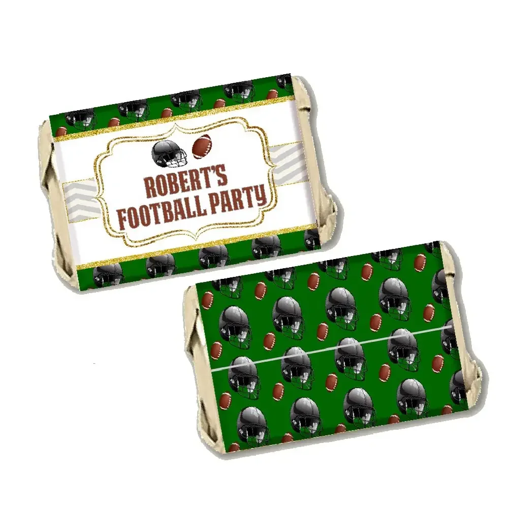 Football Birthday Favor Mini Candy Bar Wrapper Kinder Bueno Hershey Chocolate Stickers Capri Sun Water Bottle Label Party Decor