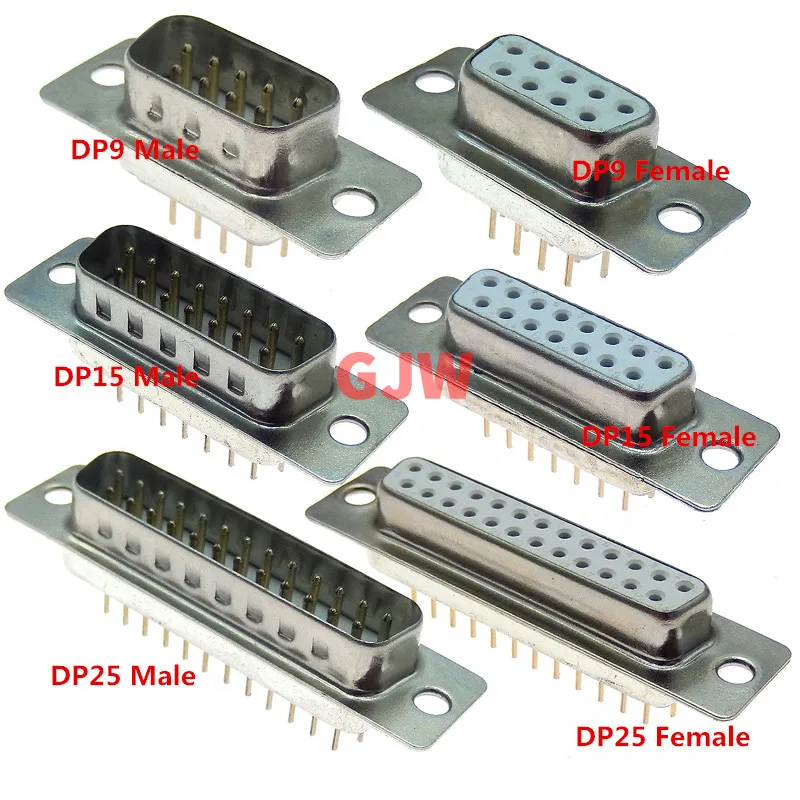 5 Pz D-Sub Dip 9/15/25 Pin Maschio E Femmina A Saldare Connettore Dritto Presa Db9F Db9/15/25 Rs232 Vga15 Dp25 Placcato Oro 1U