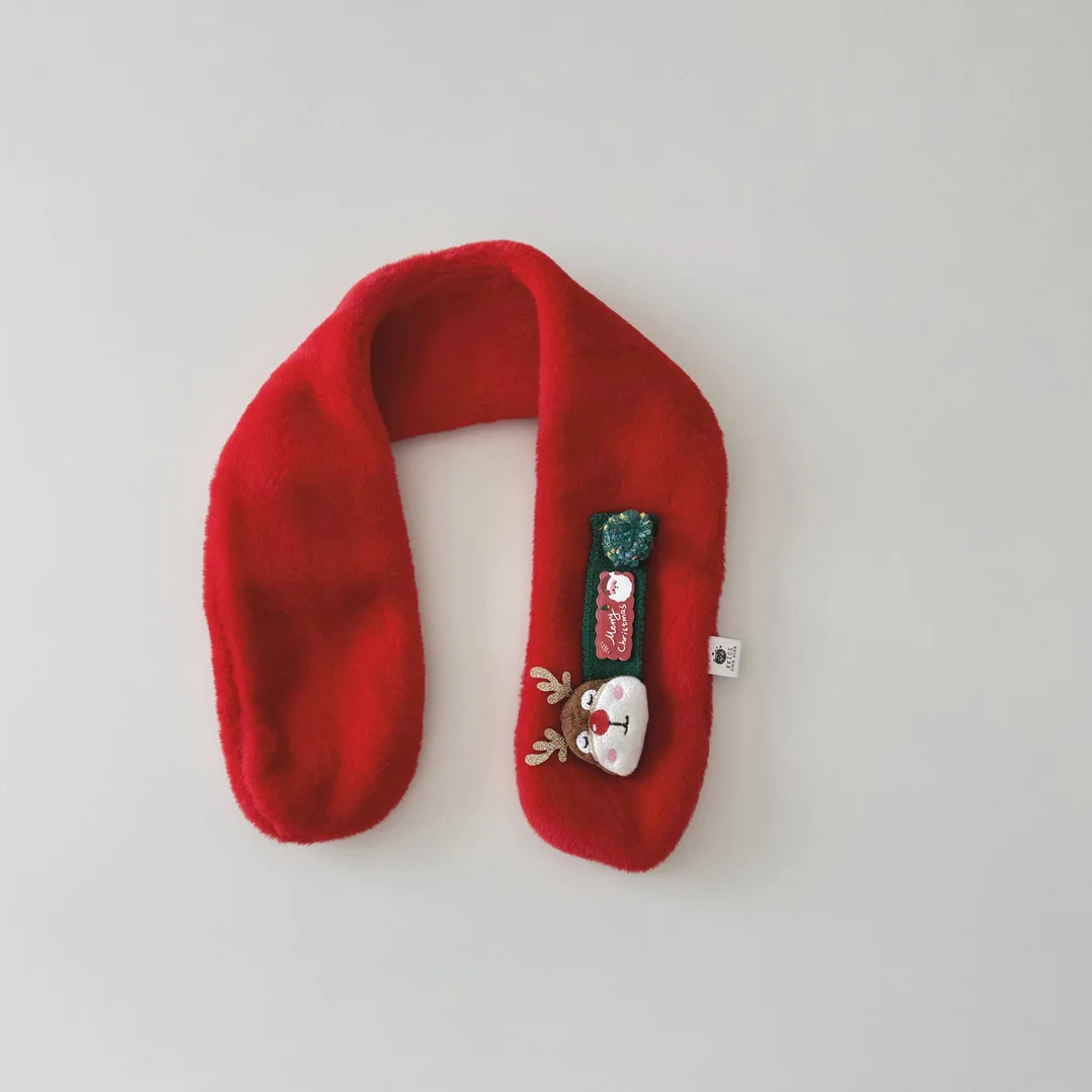 Children's Scarf Winter Warm Baby Plush Scarf Thickened Windproof for Baby Girls Boys Cute Deer Christmas Scarves