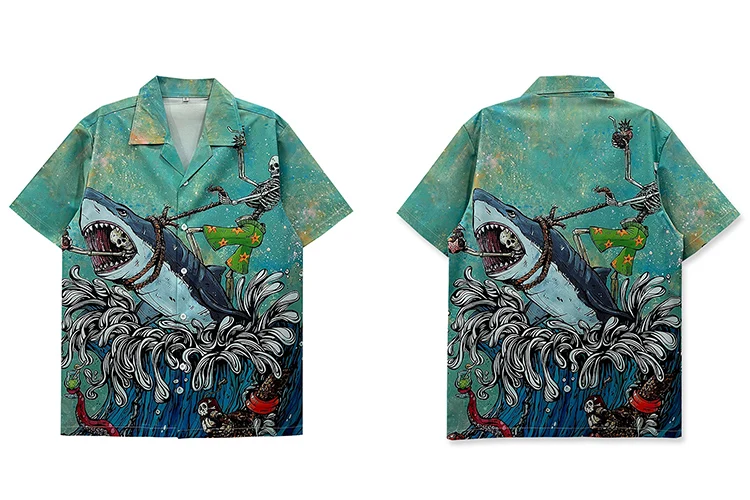 Skeleton Riding Shark Graphic Shirt Saea11dfa8a3d4e40b1fbf7f9b8cac6abb