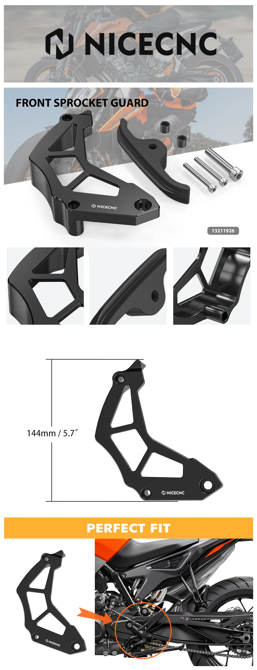 Für KTM 890 Adventure /R /S 2021-2023 790 Adventure /R /S 2019-2023 Husqvarna NORDEN 901 Vorderer Kettenradschutz Kettenschutzabdeckung – Detail 1