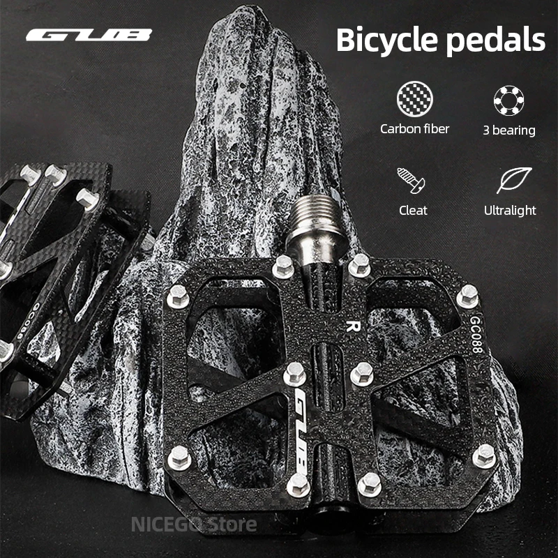 

GUB Anti-slip Bicycle Pedals for Mtb /road/folding Bike Carbon Fiber + Aluminum Mtb Pedal Ultralight Bike Pedals with 3 Bearings