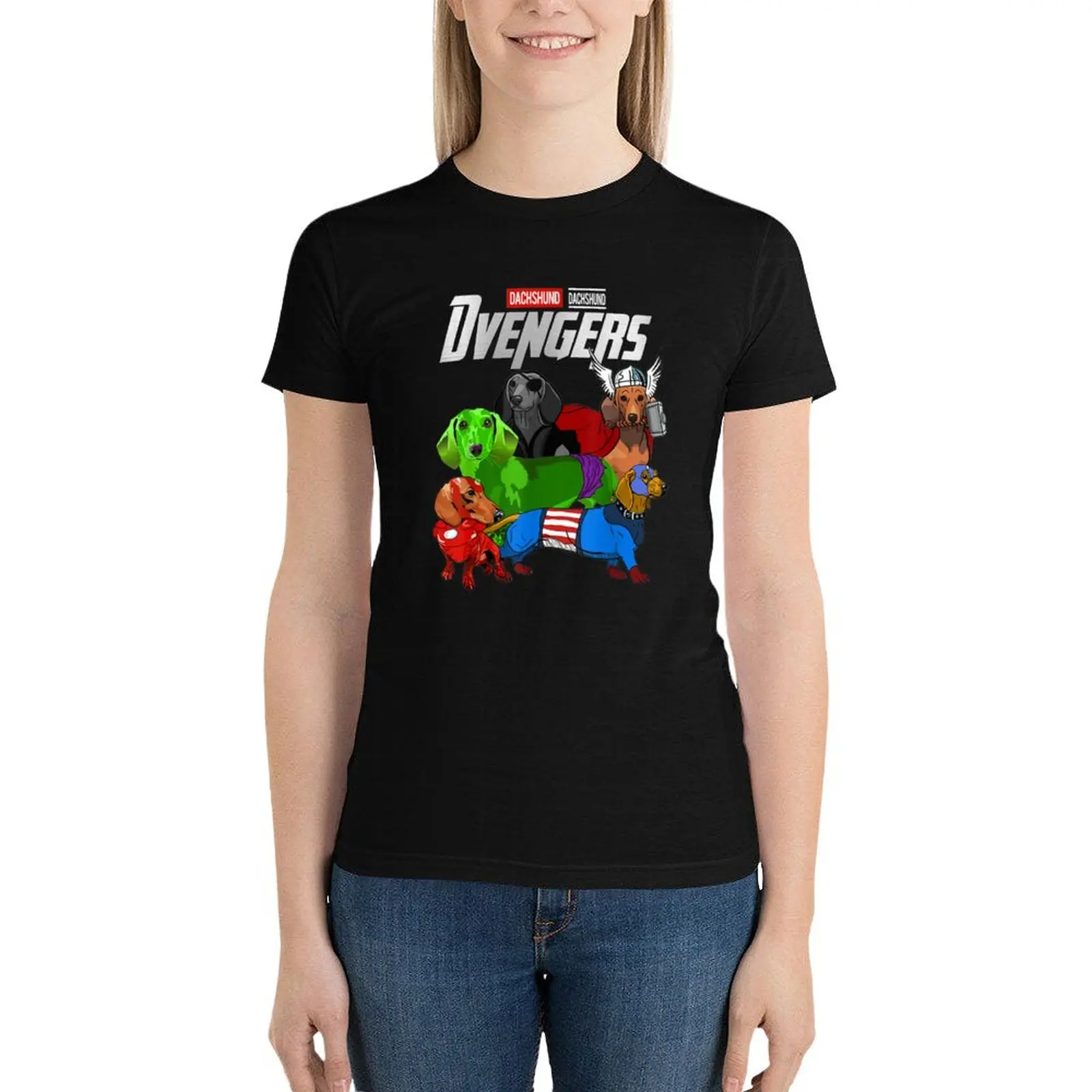 Dvengers Dog Dachshund T-Shirt plus size tops lady clothes Women's t-shirt
