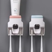 크리에이티브 자동 치약 디스펜서 벽 마운트 방수 레이지 스퀴저 칫솔 홀더 욕실 액세서리, 벽 부착