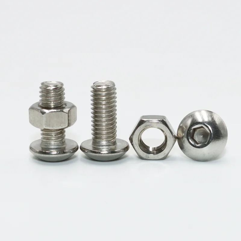 304 Stainless Steel Button Head Hex Socket Cap Screws Kit M2 M3 M4 M5 M6 for Car Furniture Allen Hex Drive Machine Bolts Nut Stainless Steel Screws Screw Bolt Nut Set Hex Nuts Assortment Kit Screw Washer Nut Kit Hexagon Socket Head Cap Screw Auto Fasteners Assortment
