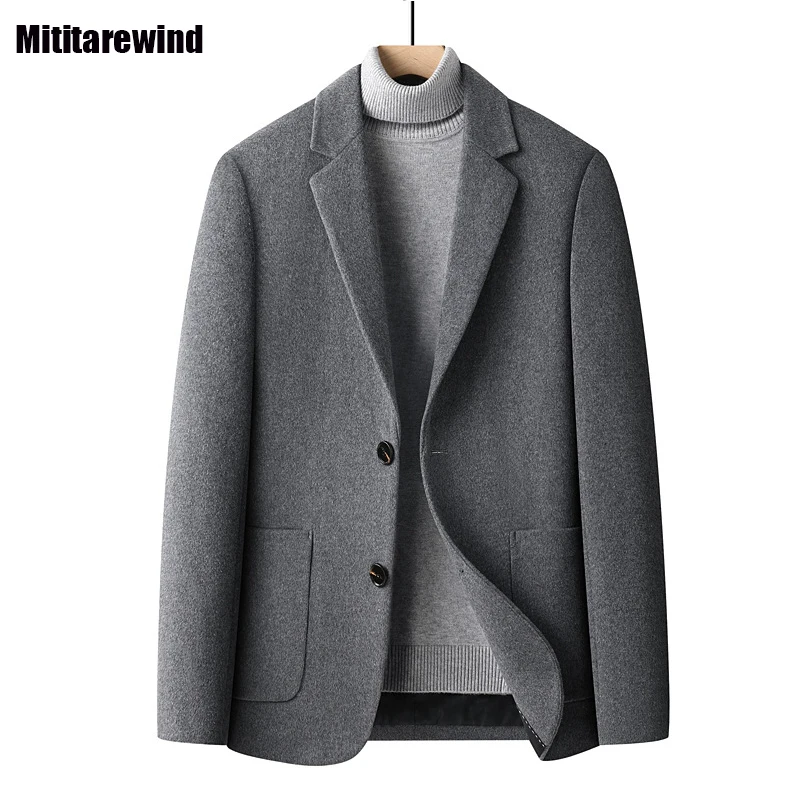 

Fall Winter Jackets for Men Business Casual Suit Style Woolen Coat Thicken 50% Wool Blends Coat Slim Korean Fashion Overcoat Men