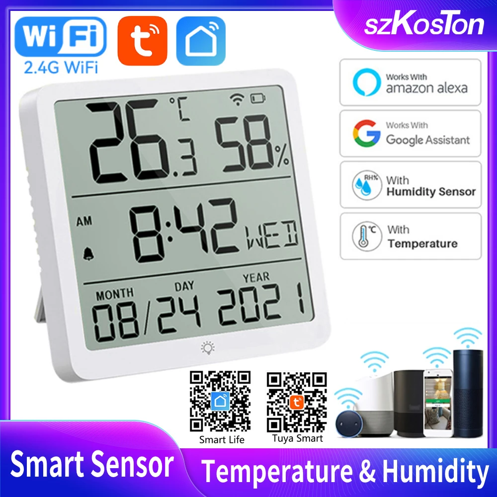Tuya Smart Home WiFi Temperature Humidity Sensor 24 Hour Display Indoor