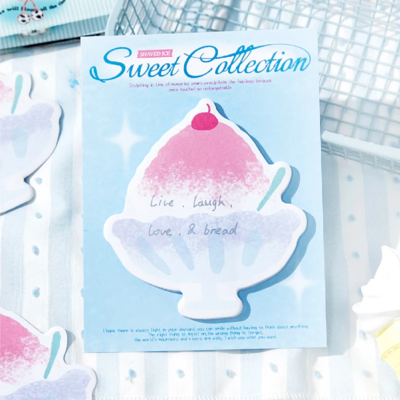 Cartoon Dessert-Themed Sticky Memo Pad Set - 30 Pages