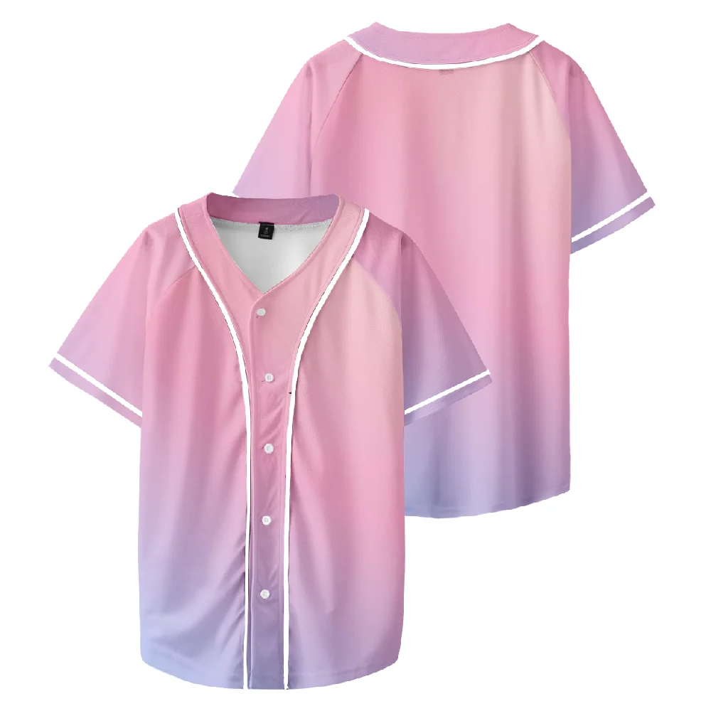 

Розовая Бейсбольная Футболка с градиентом, футболка унисекс с 3D принтом и коротким рукавом, Повседневная Уличная одежда для женщин и мужчин