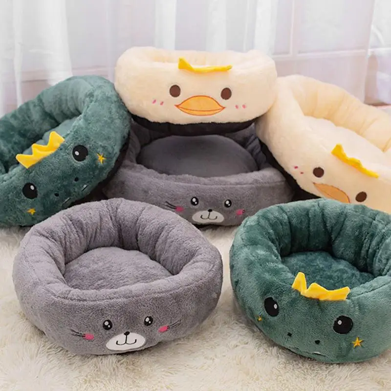 

Calming Dog Bed Round Cat Houses For Indoor Cats Warming Cozy Soft Dog Bed Fluffy Faux Fur Plush Dog Cat Cushion Bed For Small