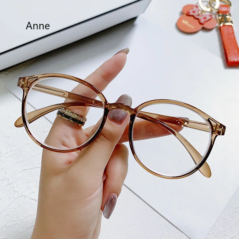 Okrągłe przezroczyste soczewki damskie okulary dla osób z krótkowzrocznością przezroczyste oprawki bliskiego zasięgu wzroku okulary Unisex Anti-blue Ray Diopter krótkowzroczność