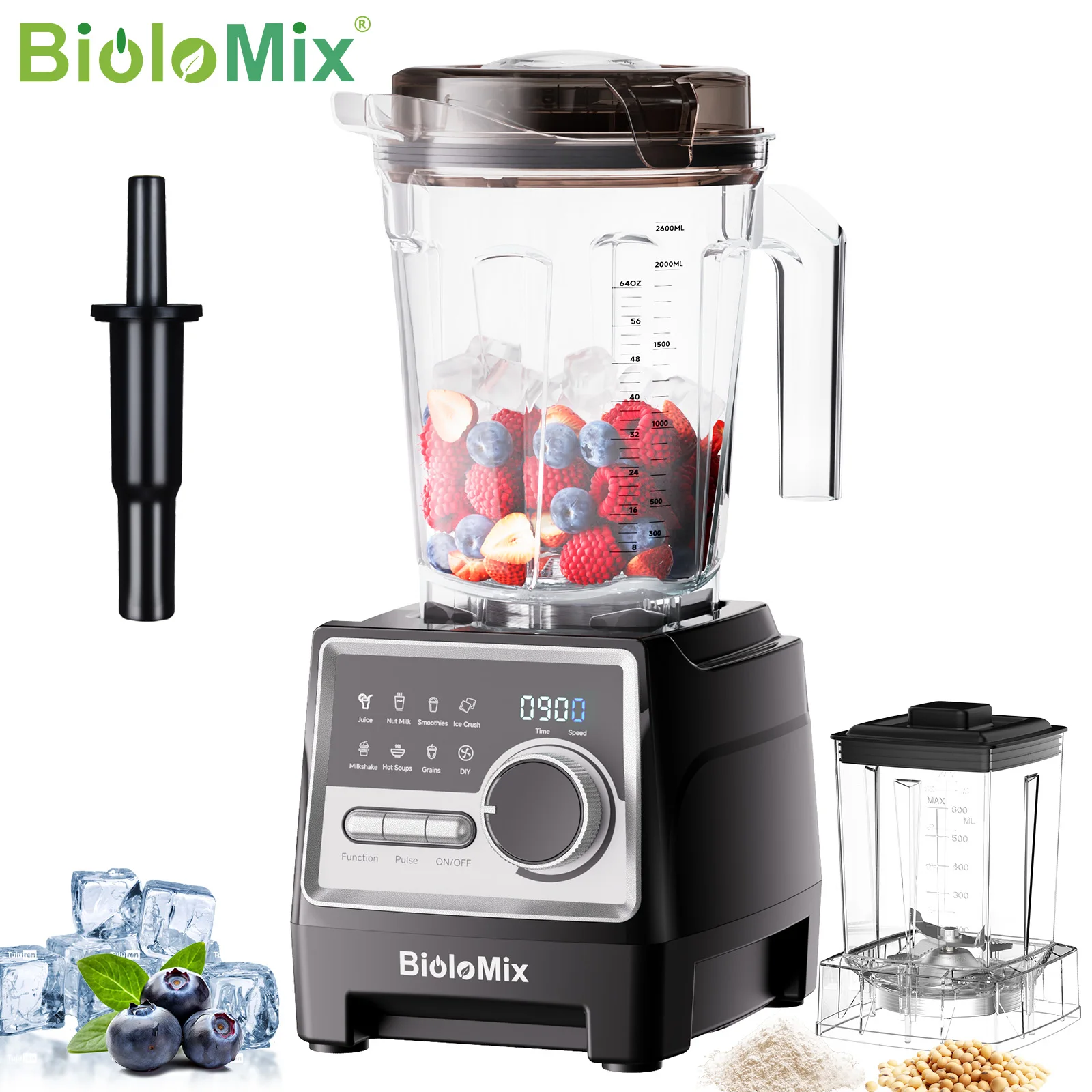 BioloMix 1500W Professional Blender With 2.6L BPA Free Jar With 6