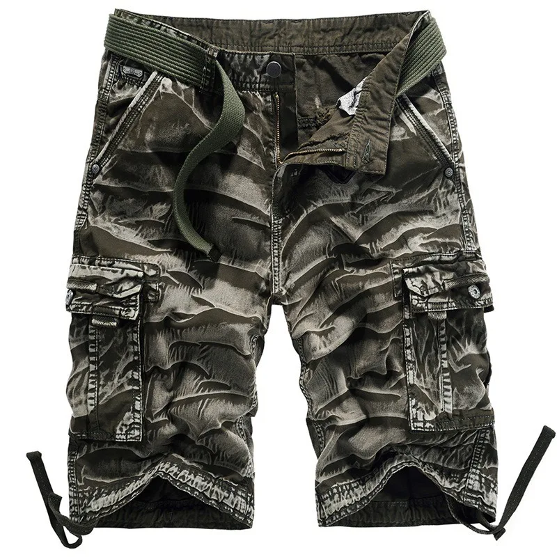 Workwear Shorts Men's Cotton Camouflage Loose Five Point Multi Bag Pants European and American Fashion Trends