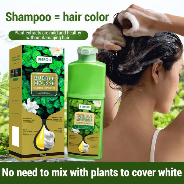 Teinture capillaire à bulles naturelles, Nature domestique sans Stimulation, shampoing couvrant les cheveux blancs, facile à laver, facile à laver, facile à noir 1