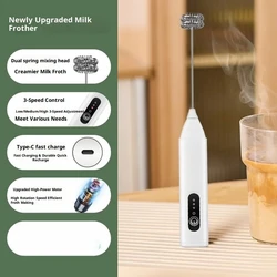 Compact USB Rechargeable Electric Milk Frother and Mixer (White - 1pc)