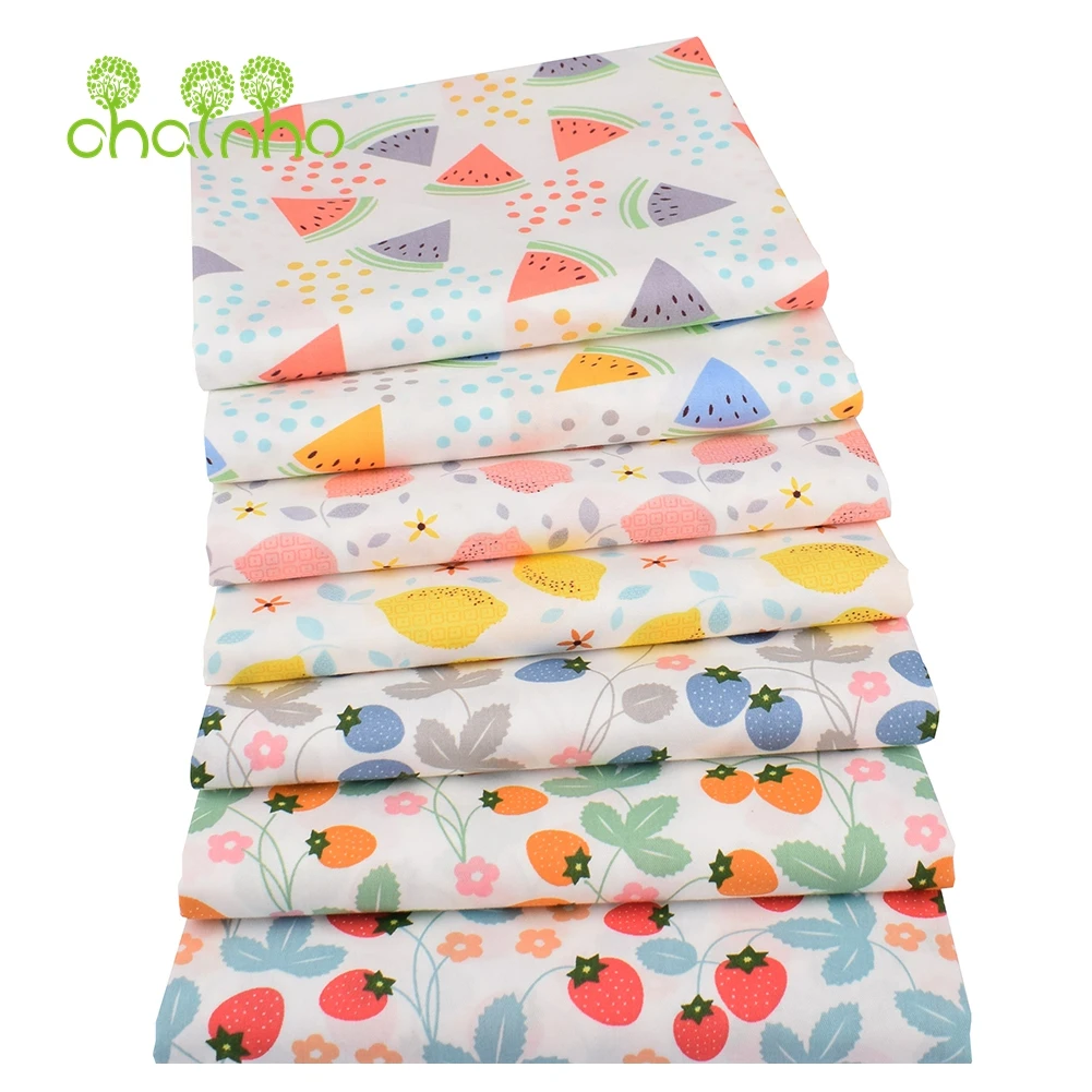 Chainho,Printed Twill Weave Cotton Fabric,DIY Sewing Quilting Material,Patchwork Cloth,Newest Fruit Series,2 Sizes,15C220