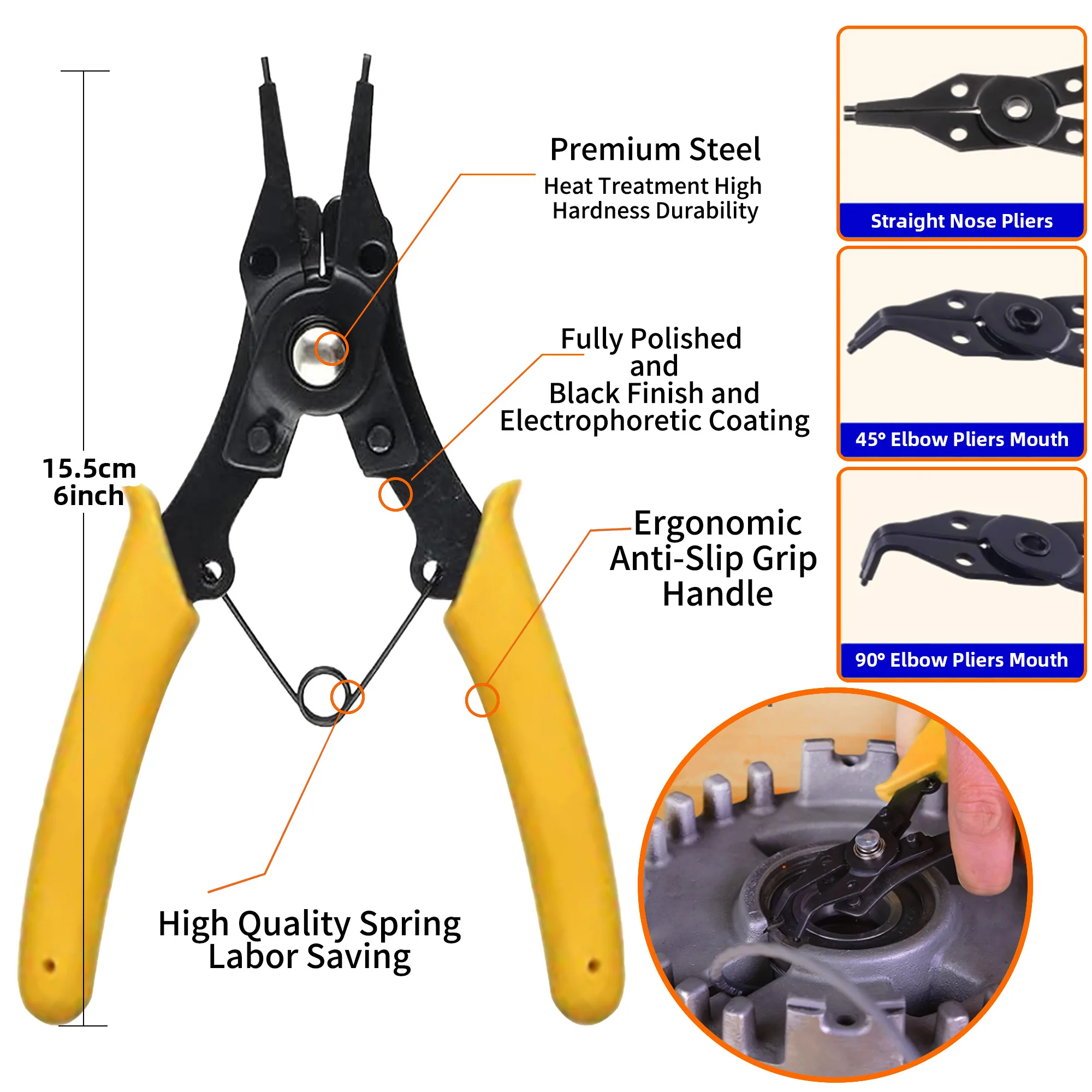 250pcs Assortment Kit Set M6 to M15 Black 65mn Shaft Bearing Retaining Clip Snap Ring C Type External Circlip
