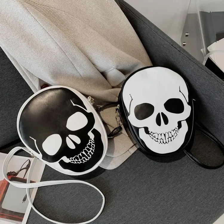Fashion Casual Women's Shoulder Bag Skull Pattern Color Contrast Design Crossbody Bag For Halloween Festivals Party
