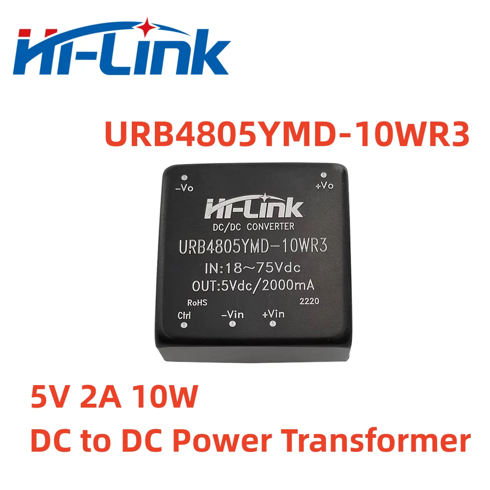 

Free Shipping 2pcs/Lot Hi-Link 5V 2A 10W Output URB4805YMD-10WR3 18-75V Input 1500Vdc Isolation DC to DC Power Transformer