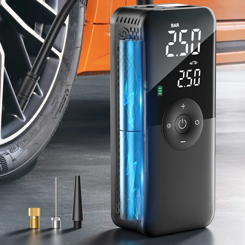 CARSUN-Pompe à Air Rechargeable, Compresseur Portable, Numérique, Sans Fil, pour Voiture, Vélo, Moto