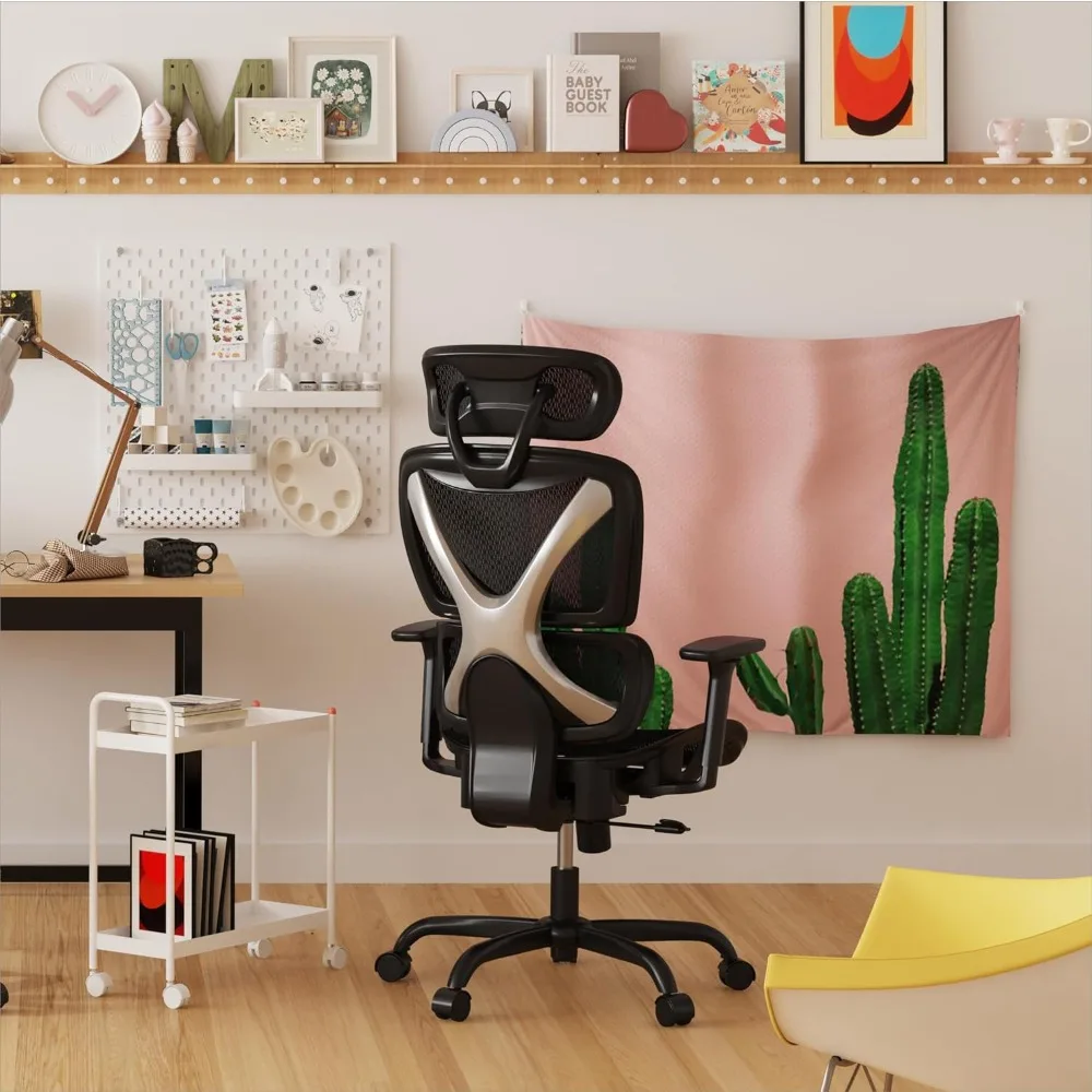 

GABRYLLY Ergonomic Office Chair with Lumbar Support, Big and Tall Mesh Chairs with Adjustable 3D Arms, Headrest & Soft Seat