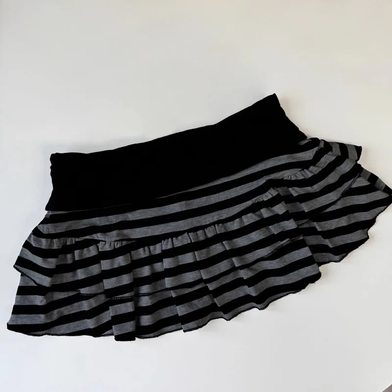 Y2K Sexy Striped Color Block Mini Skirt Korean Japanese