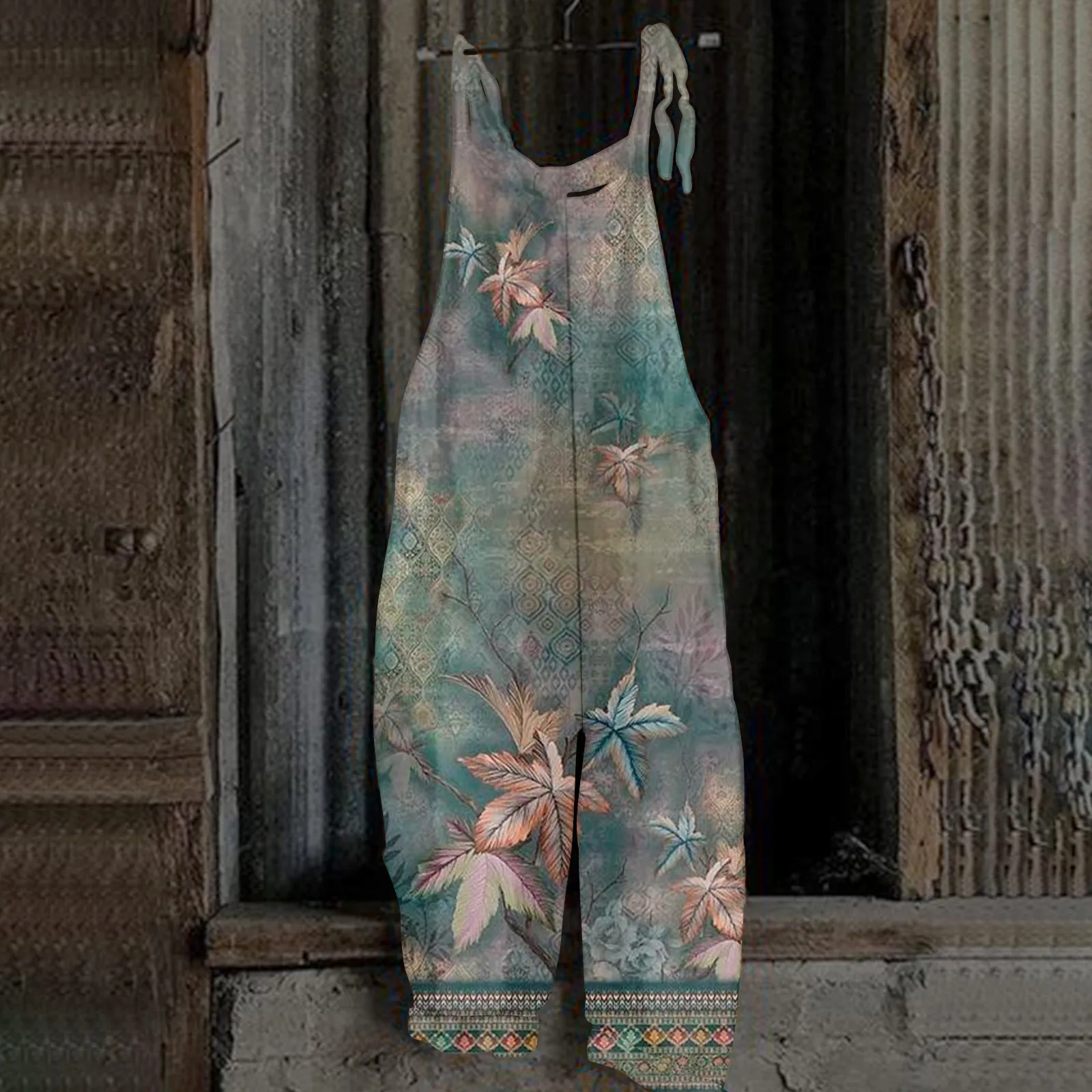 

Комбинезон женский с принтом, элегантный повседневный свободный хлопково-льняной дышащий боди на бретельках, в стиле ретро, на лето