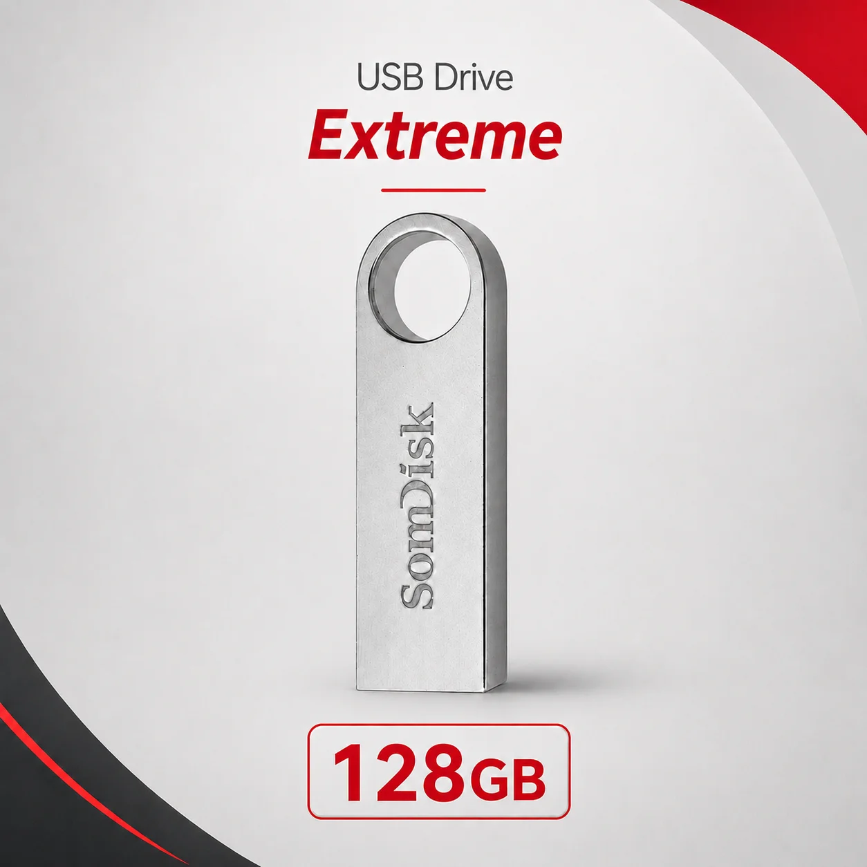 High-Capacity USB 3.0 Flash Drive with Keychain Attachment